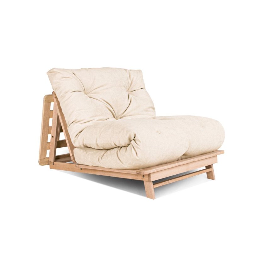 Layti 90x200 - Barva rámu: Buk - natural/čisté dřevo, Barva matrace: Grey, Typ futonu: Futon latex