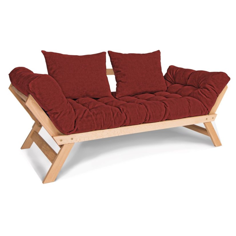 Allegro sofa - Barva rámu: Buk - přírodní/lněný olej, Barva matrace: Bordeaux, Typ futonu: Futon latex