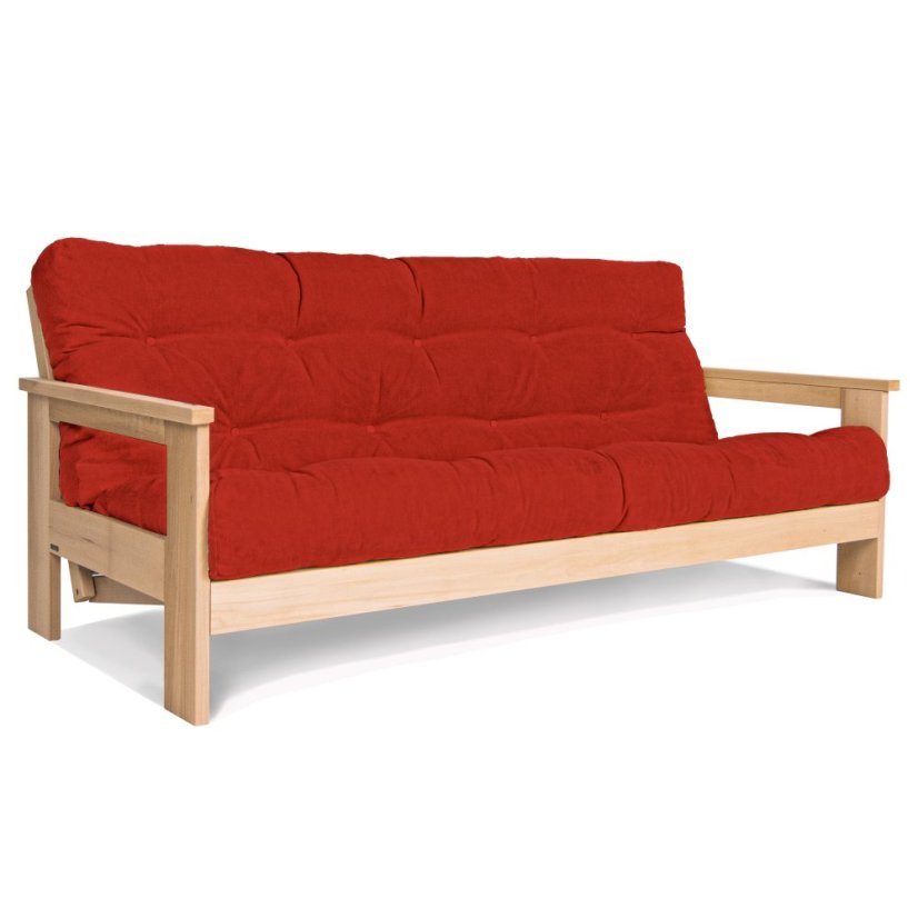 Mexico sofa bed - Barva rámu: Buk - White, Barva matrace: Red