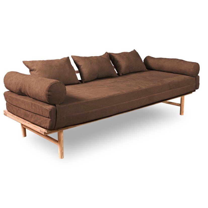 Le Mar Daybed - Barva rámu: Buk - natural/čisté dřevo, Barva matrace: Yelllow