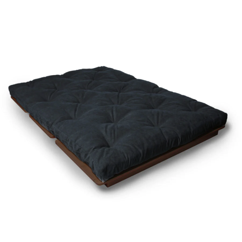 Layti 140x200 - Barva rámu: Buk - natural/čisté dřevo, Barva matrace: Grey, Typ futonu: Futon cotton