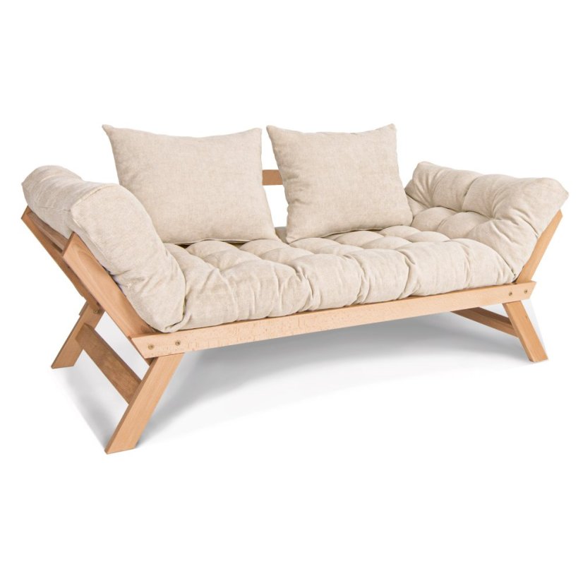 Allegro sofa - Barva rámu: Buk - přírodní/lněný olej, Barva matrace: Bordeaux, Typ futonu: Futon latex