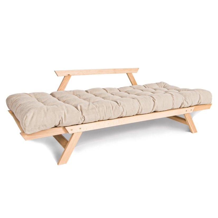 Allegro sofa - Barva rámu: Buk - přírodní/lněný olej, Barva matrace: Bordeaux, Typ futonu: Futon latex