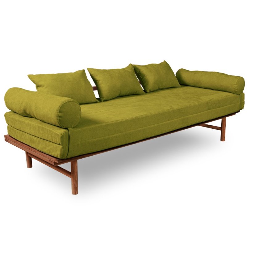 Le Mar Daybed - Barva rámu: Buk - natural/čisté dřevo, Barva matrace: Yelllow