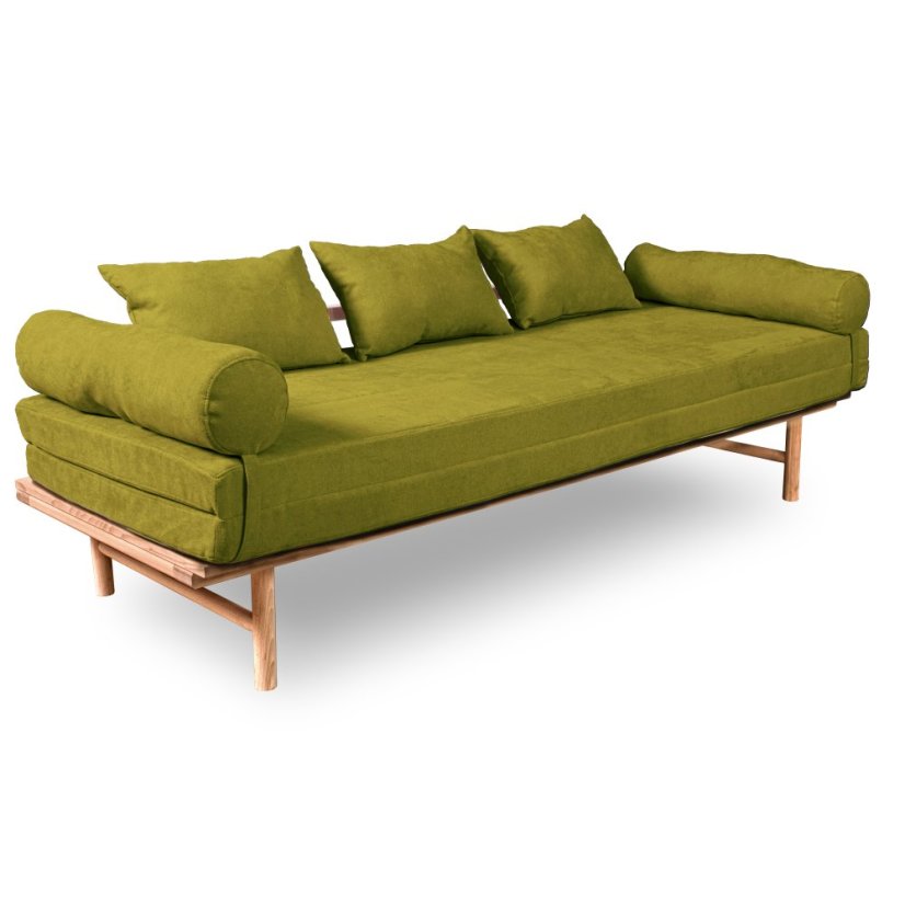 Le Mar Daybed - Barva rámu: Buk - natural/čisté dřevo, Barva matrace: Yelllow