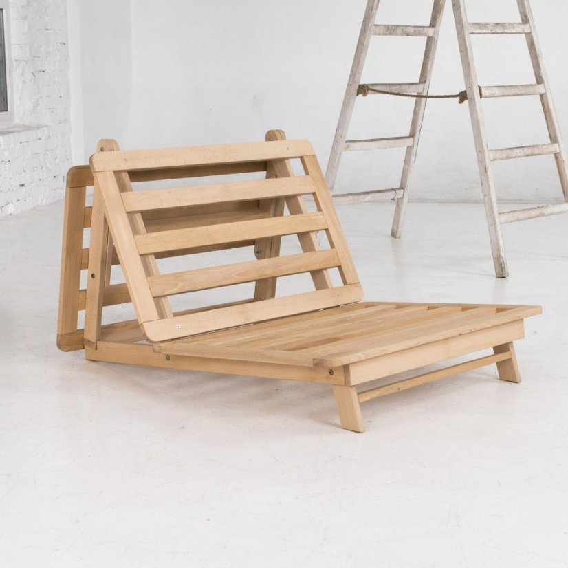 Layti 90x200 - Barva rámu: Buk - natural/čisté dřevo, Barva matrace: Grey, Typ futonu: Futon latex
