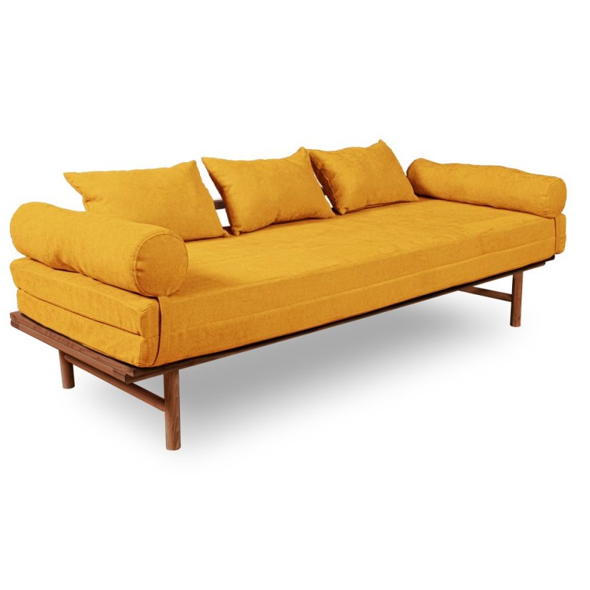 Le Mar Daybed - Barva rámu: Buk - natural/čisté dřevo, Barva matrace: Yelllow