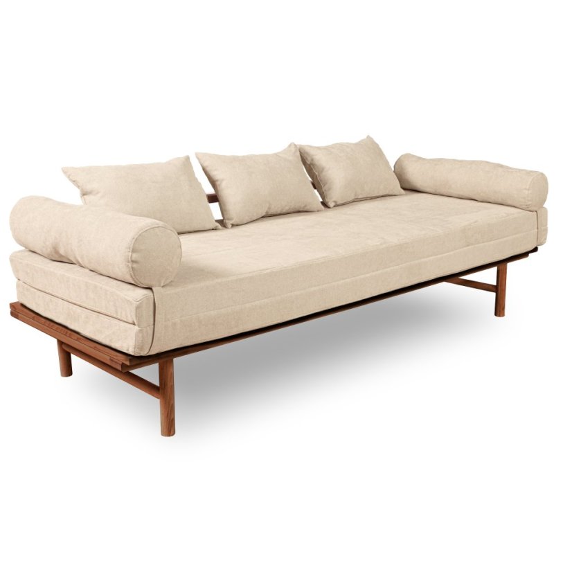 Le Mar Daybed - Barva rámu: Buk - natural/čisté dřevo, Barva matrace: Yelllow