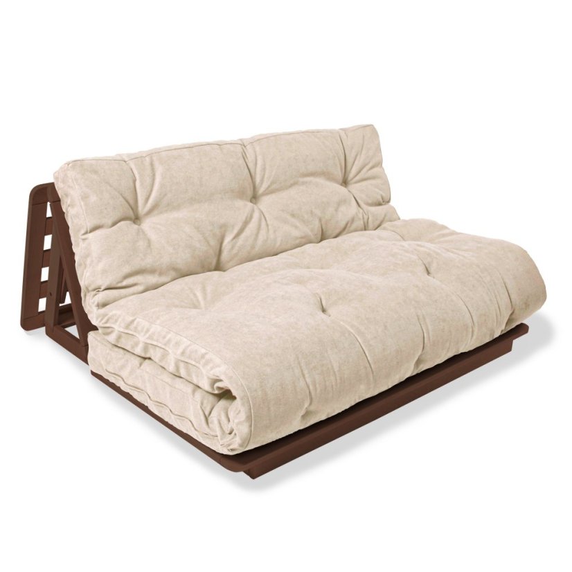 Layti 140x200 - Barva rámu: Buk - natural/čisté dřevo, Barva matrace: Grey, Typ futonu: Futon cotton