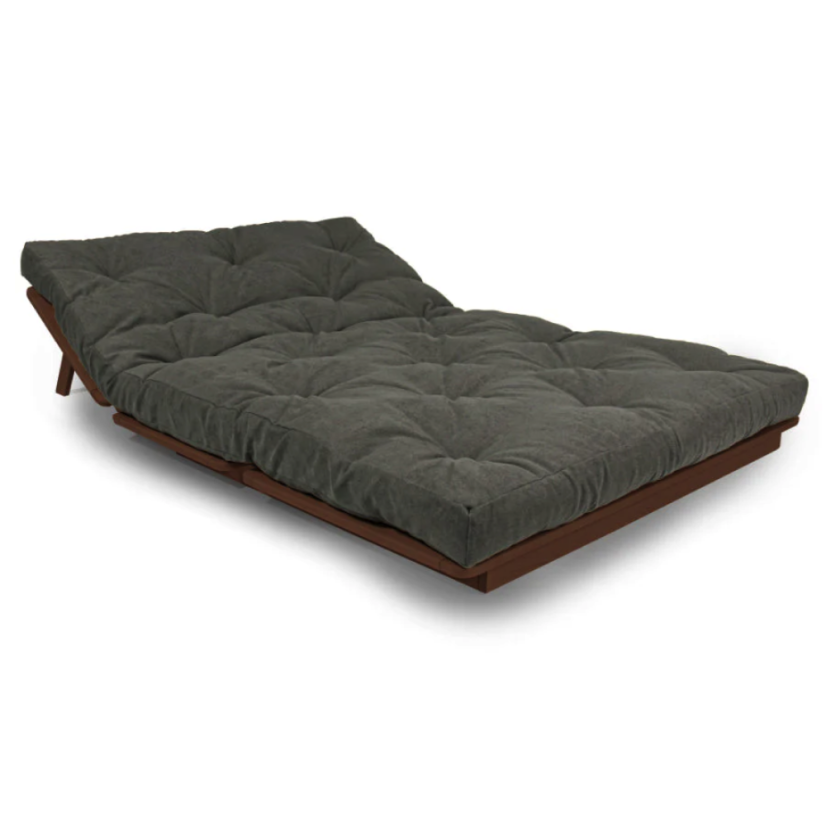 Layti 140x200 - Barva rámu: Buk - natural/čisté dřevo, Barva matrace: Grey, Typ futonu: Futon cotton