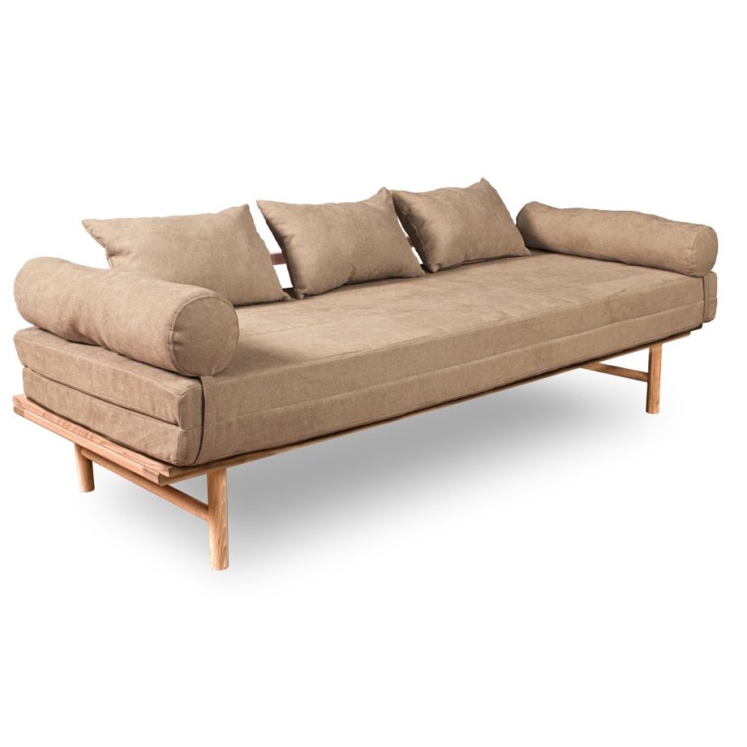 Le Mar Daybed - Barva rámu: Buk - natural/čisté dřevo, Barva matrace: Yelllow