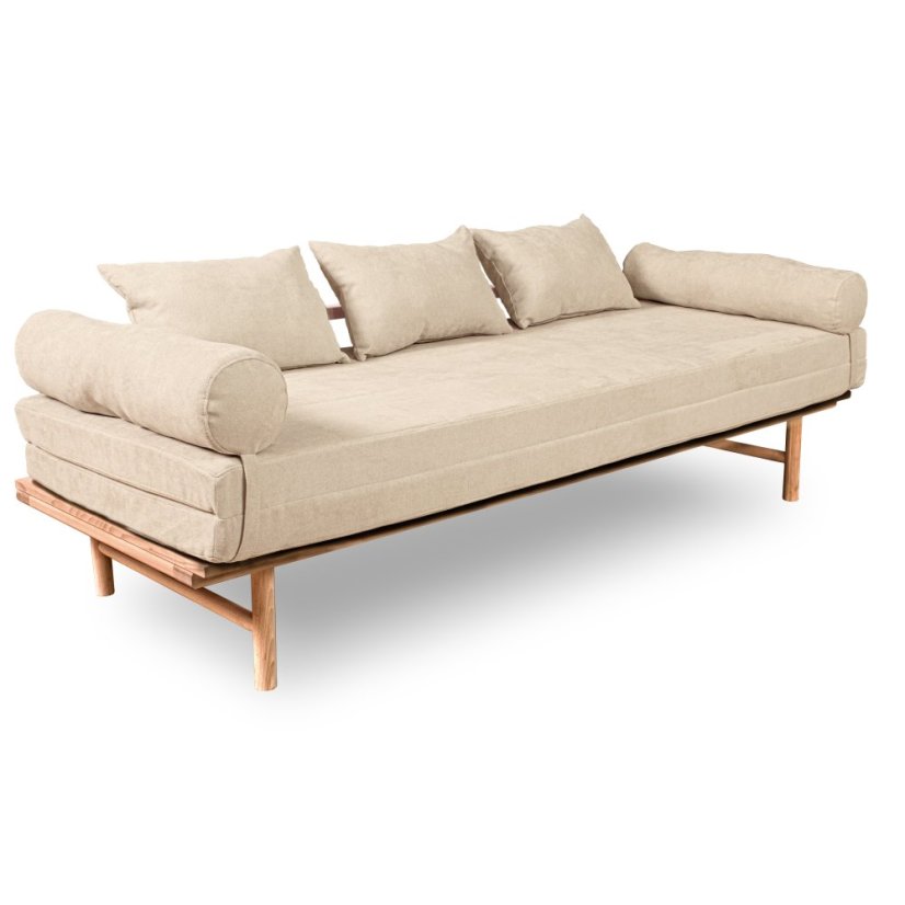 Le Mar Daybed - Barva rámu: Buk - natural/čisté dřevo, Barva matrace: Yelllow