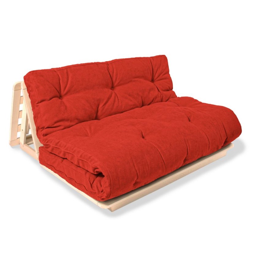 Layti 140x200 - Barva rámu: Buk - natural/čisté dřevo, Barva matrace: Grey, Typ futonu: Futon cotton