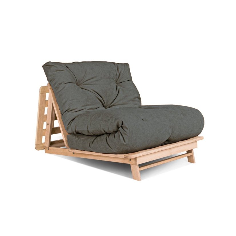 Layti 90x200 - Barva rámu: Buk - natural/čisté dřevo, Barva matrace: Grey, Typ futonu: Futon latex