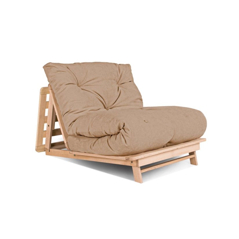 Layti 90x200 - Barva rámu: Buk - natural/čisté dřevo, Barva matrace: Grey, Typ futonu: Futon latex