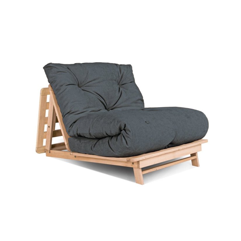 Layti 90x200 - Barva rámu: Buk - natural/čisté dřevo, Barva matrace: Grey, Typ futonu: Futon latex