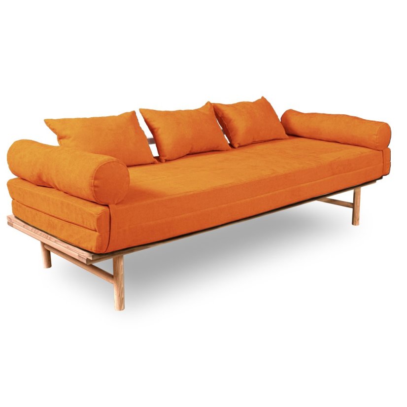 Le Mar Daybed - Barva rámu: Buk - natural/čisté dřevo, Barva matrace: Yelllow