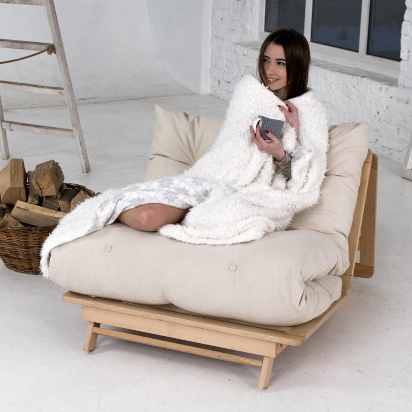 Layti 90x200 - Barva rámu: Buk - natural/čisté dřevo, Barva matrace: Grey, Typ futonu: Futon latex