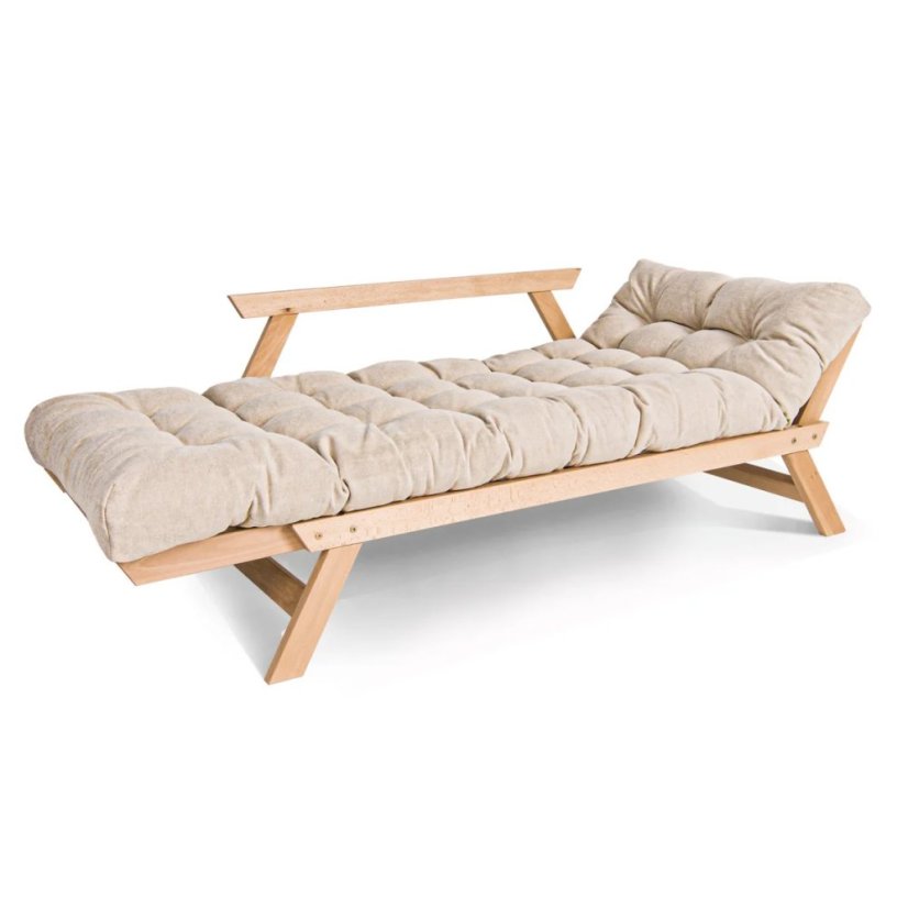 Allegro sofa - Barva rámu: Buk - přírodní/lněný olej, Barva matrace: Bordeaux, Typ futonu: Futon latex